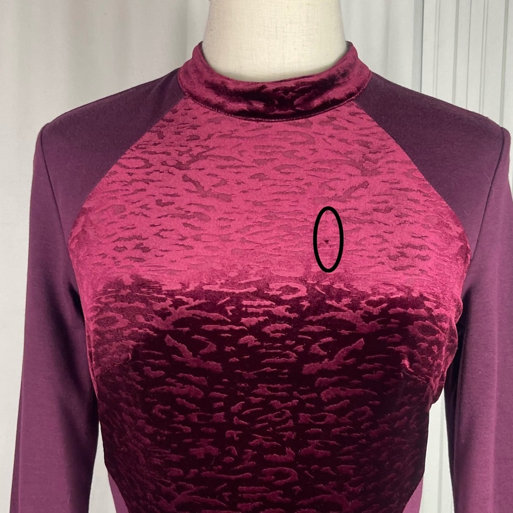 NWT Sugarhill Boutique Burgundy Velvet Panel Long Sleeve Bodycon Dress - US6 - Picture 12 of 13